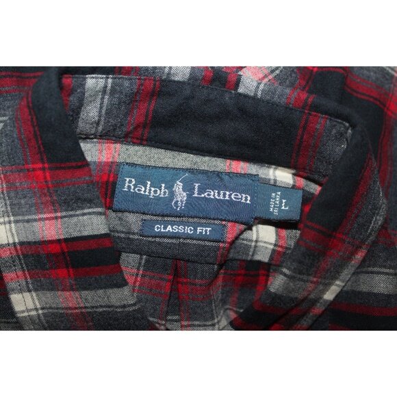Ralph Lauren Mens Black Red White Plaid LS Cotton Button Down Classic Fit L - Picture 5 of 5